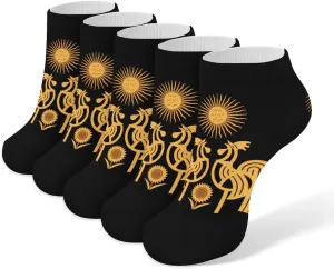 Khorasan Coat of Arms 5 Pairs Low Cut Ankle Socks for Men Women Athletic Running Socks No Show Breathable