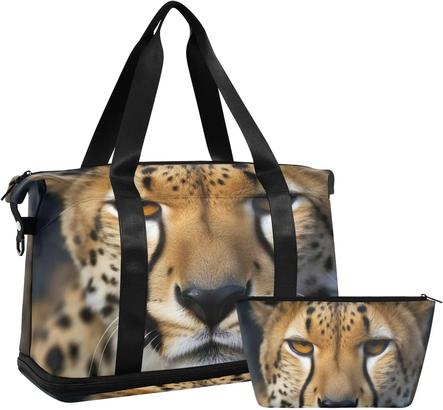 Kigai Cute Little Leopard Gym Bag for Women & Men,Waterproof Weekender Overnight Bag with Shoes Compartment Sports Duffel Bag for Gym Yoga Swimming Camping