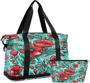Kigai Lighthouse at Sunset Gym Bag for Women & Men,Waterproof Weekender Overnight Bag with Shoes Compartment Sports Duffel Bag for Gym Yoga Swimming Camping