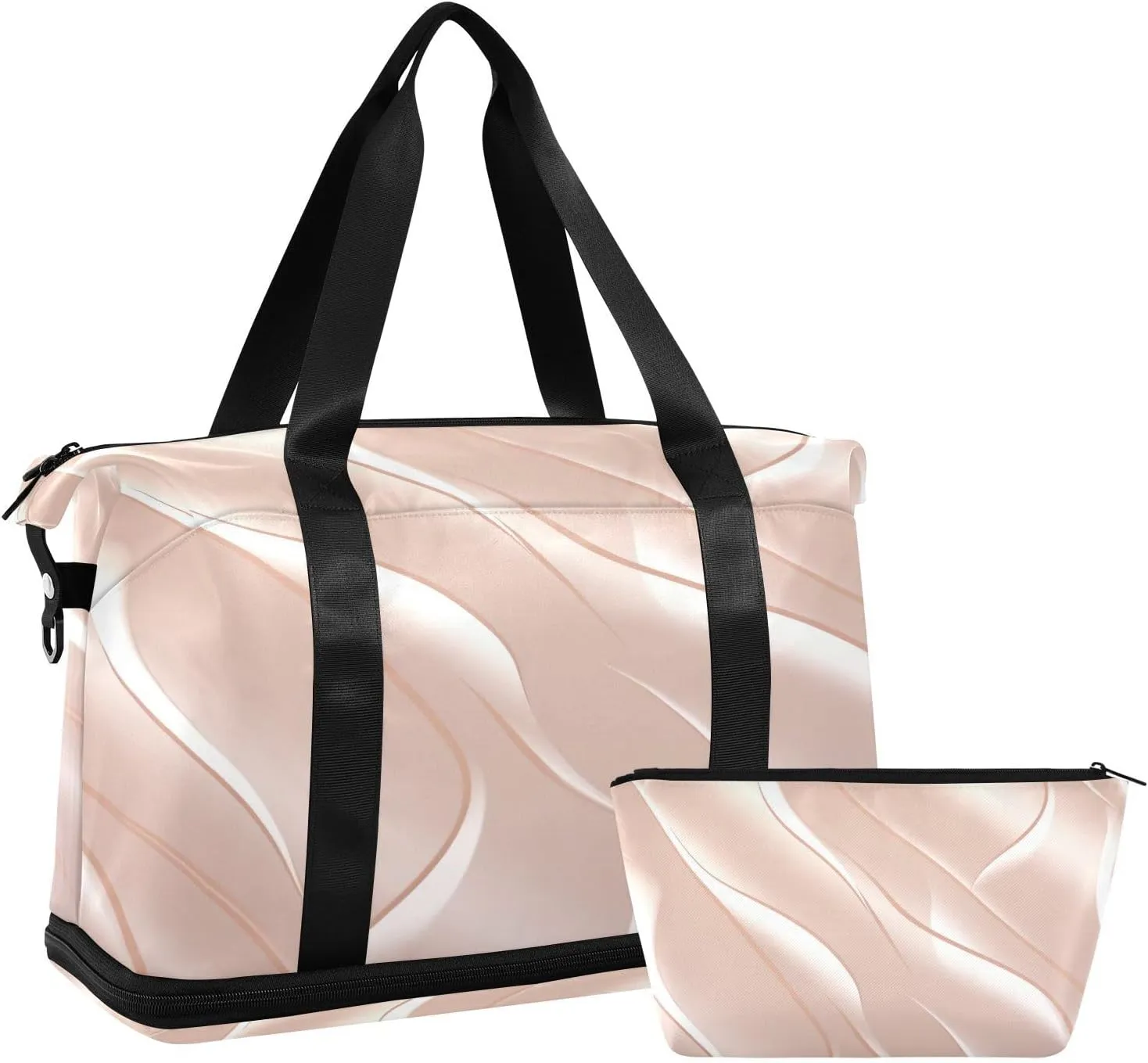Kigai Rose Gold Texture Gym Bag for Women & Men,Waterproof Weekender Overnight Bag with Shoes Compartment Sports Duffel Bag for Gym Yoga Swimming Camping