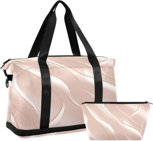 Kigai Rose Gold Texture Gym Bag for Women & Men,Waterproof Weekender Overnight Bag with Shoes Compartment Sports Duffel Bag for Gym Yoga Swimming Camping