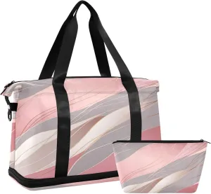 Kigai Rose Gold Texture Gym Bag for Women & Men,Waterproof Weekender Overnight Bag with Shoes Compartment Sports Duffel Bag for Gym Yoga Swimming Camping