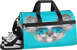 Koala Cool Funny Sports Gym Bag for Women and Men Travel Duffel Bag Overnight Shoulder Bag Waterproof Workout Bag Portable Sports Tote with Shoes Compartment