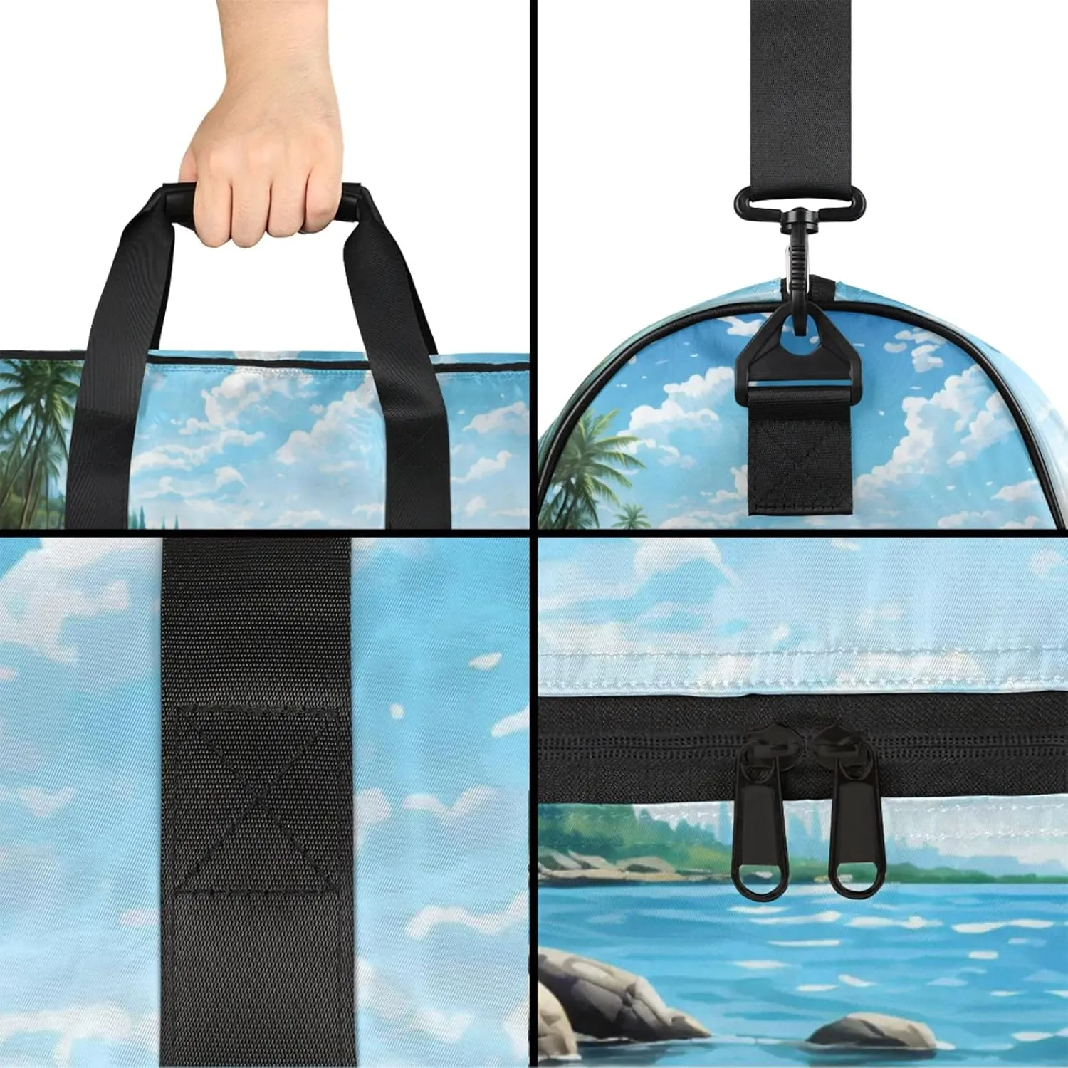 Landscape 43L Gym Duffle Bag for men with Shoe Compartment, Beach Overnight Weekender Bag for Women with Shoulder Strap, Ideal for Travel, Gym, Sports