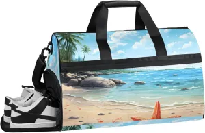 Landscape 43L Gym Duffle Bag for men with Shoe Compartment, Beach Overnight Weekender Bag for Women with Shoulder Strap, Ideal for Travel, Gym, Sports