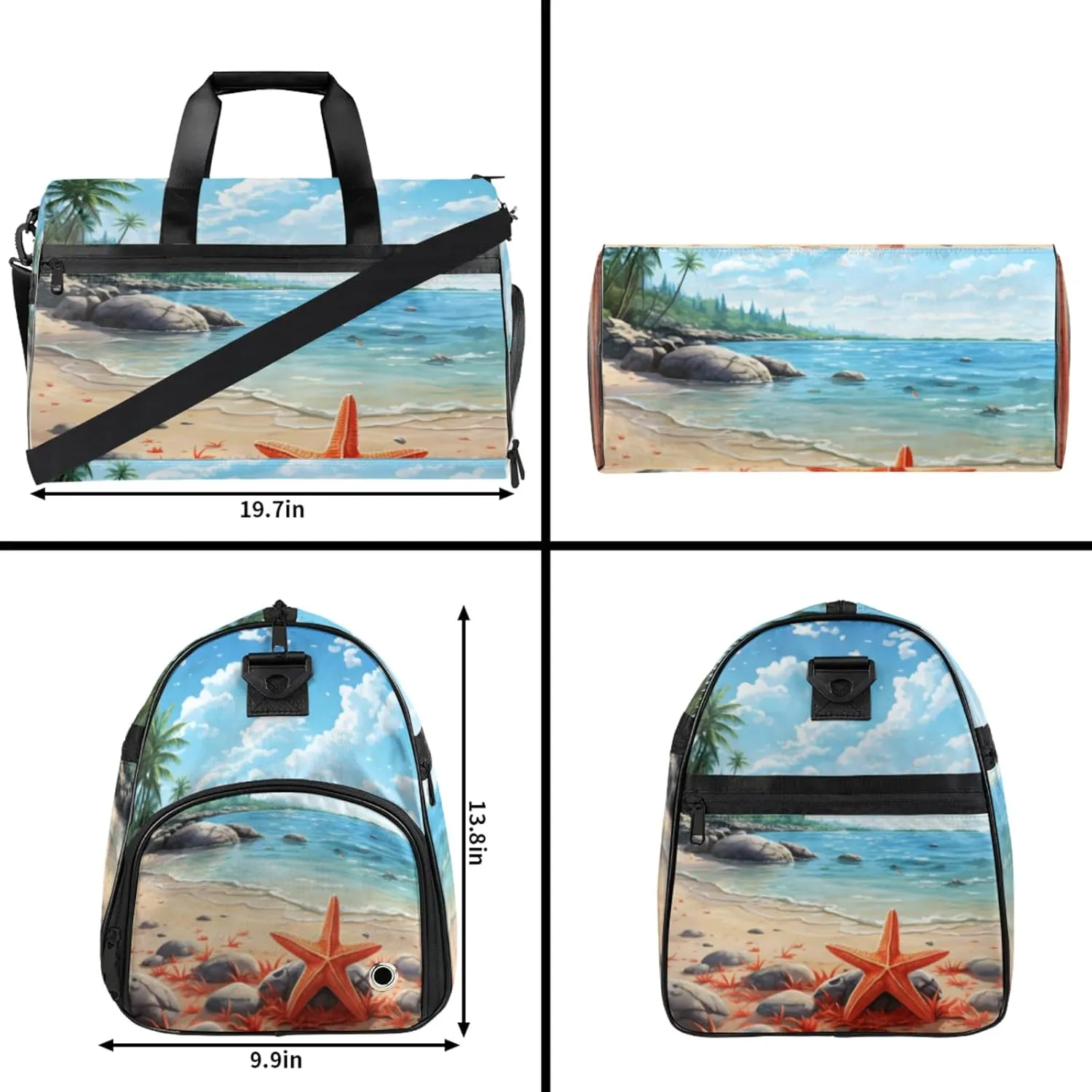 Landscape 43L Gym Duffle Bag for men with Shoe Compartment, Beach Overnight Weekender Bag for Women with Shoulder Strap, Ideal for Travel, Gym, Sports