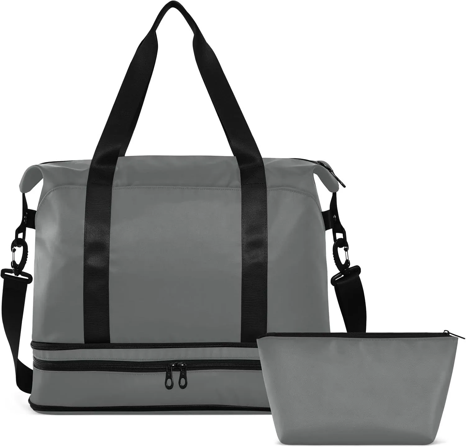 Large Gym Bag Gray Sports Travel Duffel Bag,Weekender Overnight Bag with Wet Pocket and Shoes Compartment for Women Girls Travel, Gym, Yoga, School