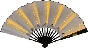 LED Hand Fan Boots On The Ground Fan Hand Popping Fan for Women Foldable Clacking Large Fans for Line Dancing Glowing Stage Performance Birthday Wedding Home Decor Event Horizon (Yellow, One Size)
