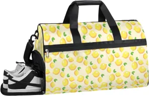 Lemon Summer Fruit Sports Gym Bag with Wet Pocket & Shoes Compartment Waterproof Workout Duffel Bag for Women and Men Weekender Overnight Duffle Bag Travel Carry-on Tote