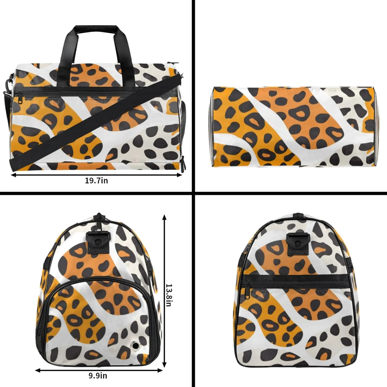 Leopard Travel Duffle Bag Large Gym Tote Bag for Women, Weekender Bag Carry on Bag for Airplane, Graffiti Pattern Personal Item Travel Bag
