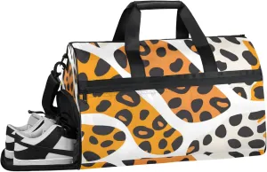 Leopard Travel Duffle Bag Large Gym Tote Bag for Women, Weekender Bag Carry on Bag for Airplane, Graffiti Pattern Personal Item Travel Bag