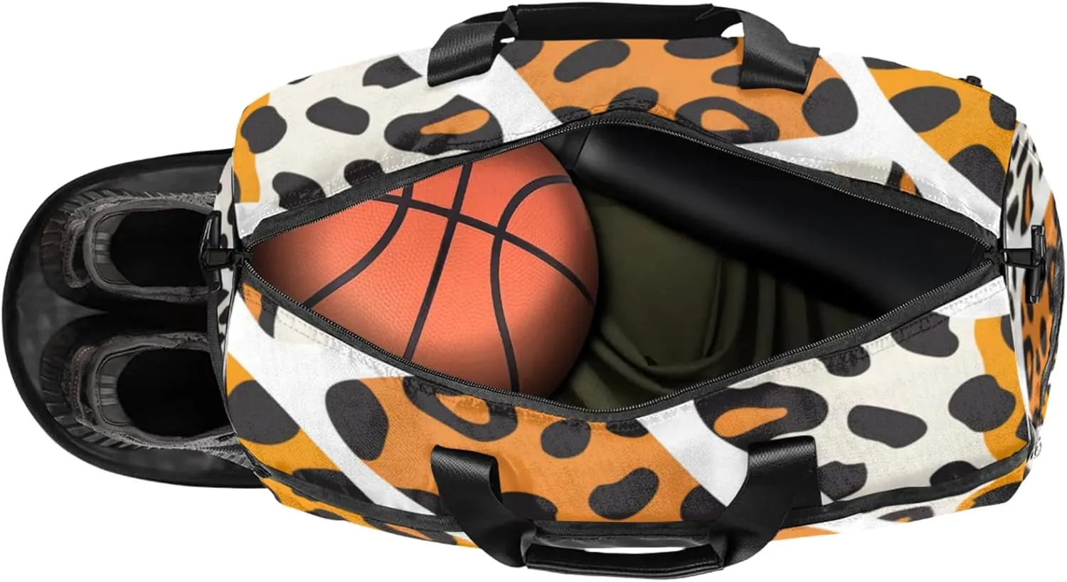 Leopard Travel Duffle Bag Large Gym Tote Bag for Women, Weekender Bag Carry on Bag for Airplane, Graffiti Pattern Personal Item Travel Bag