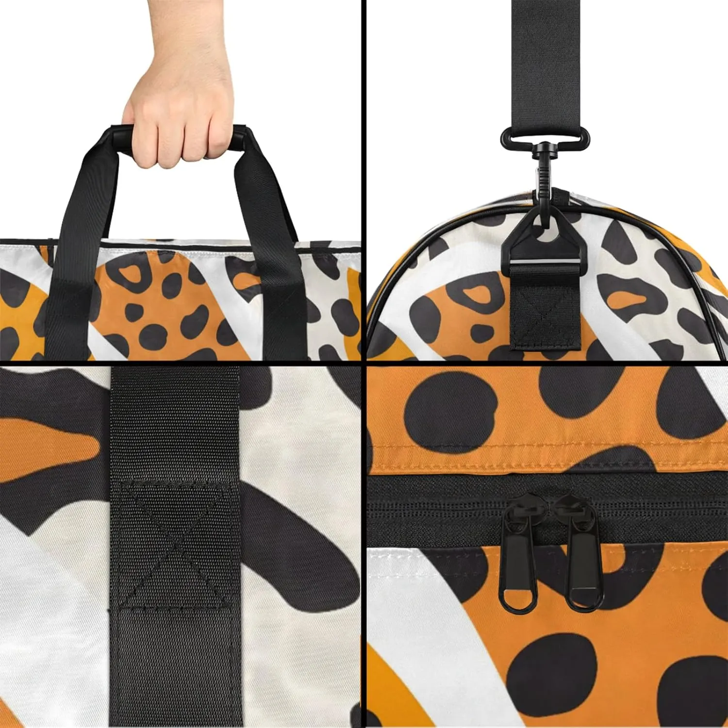 Leopard Travel Duffle Bag Large Gym Tote Bag for Women, Weekender Bag Carry on Bag for Airplane, Graffiti Pattern Personal Item Travel Bag