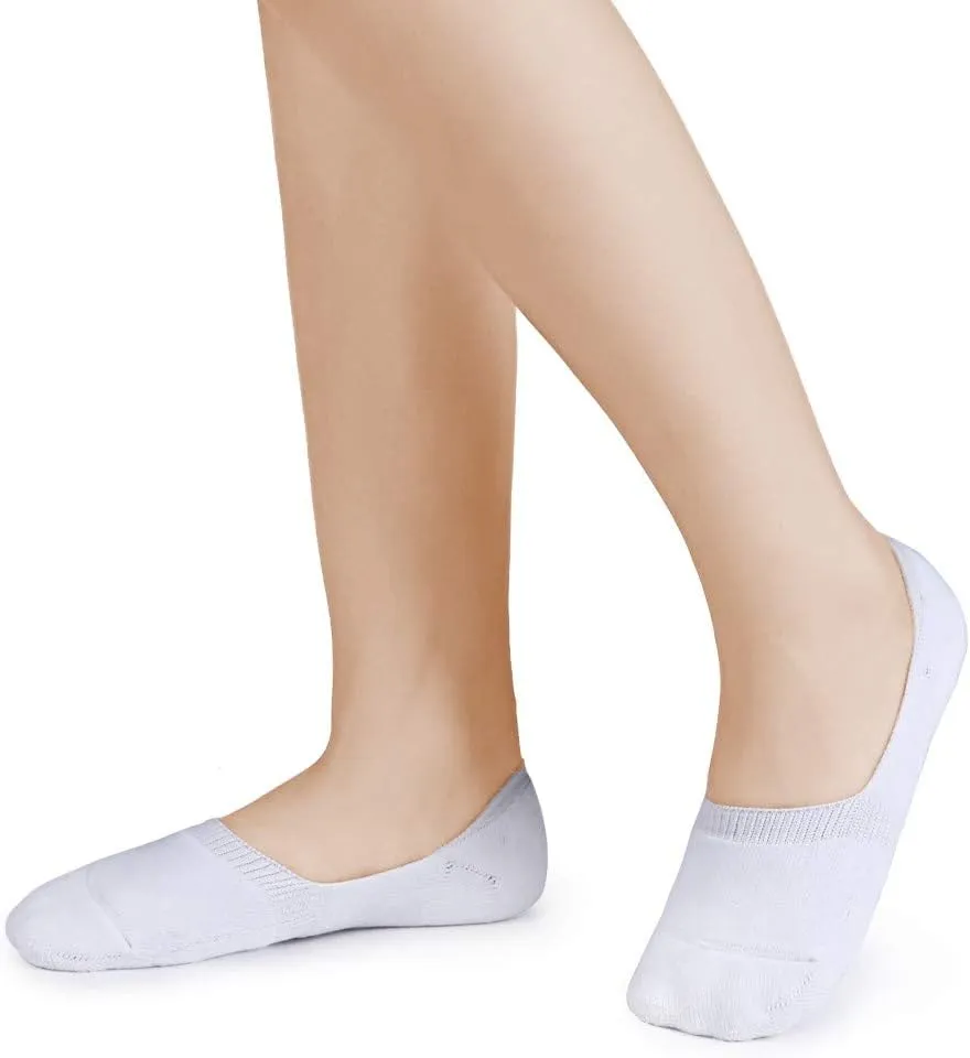 Leotruny 6 Pairs Unisex Thick Cushion Athletic Cotton Non Slip Low Cut Flat Liner No Show Socks