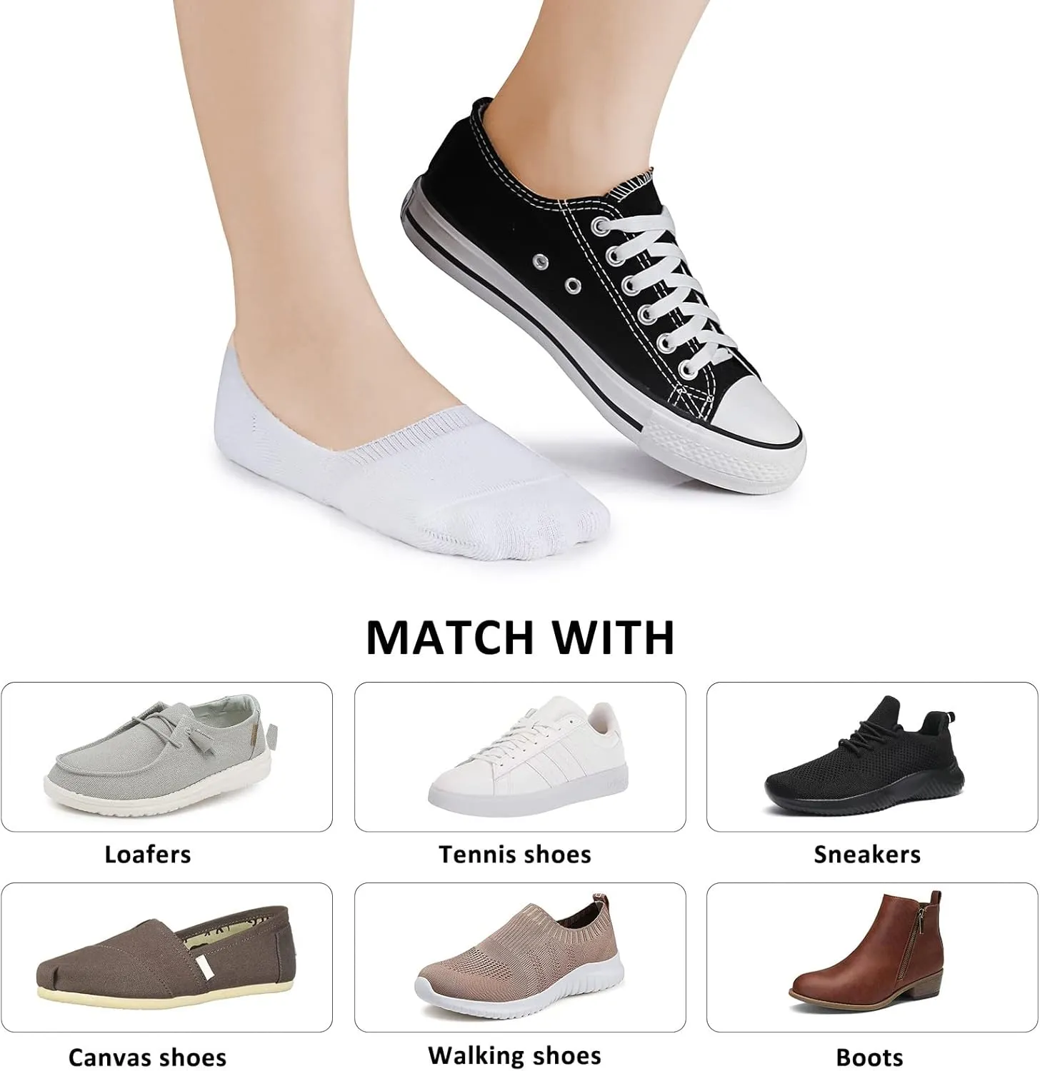 Leotruny 6 Pairs Unisex Thick Cushion Athletic Cotton Non Slip Low Cut Flat Liner No Show Socks