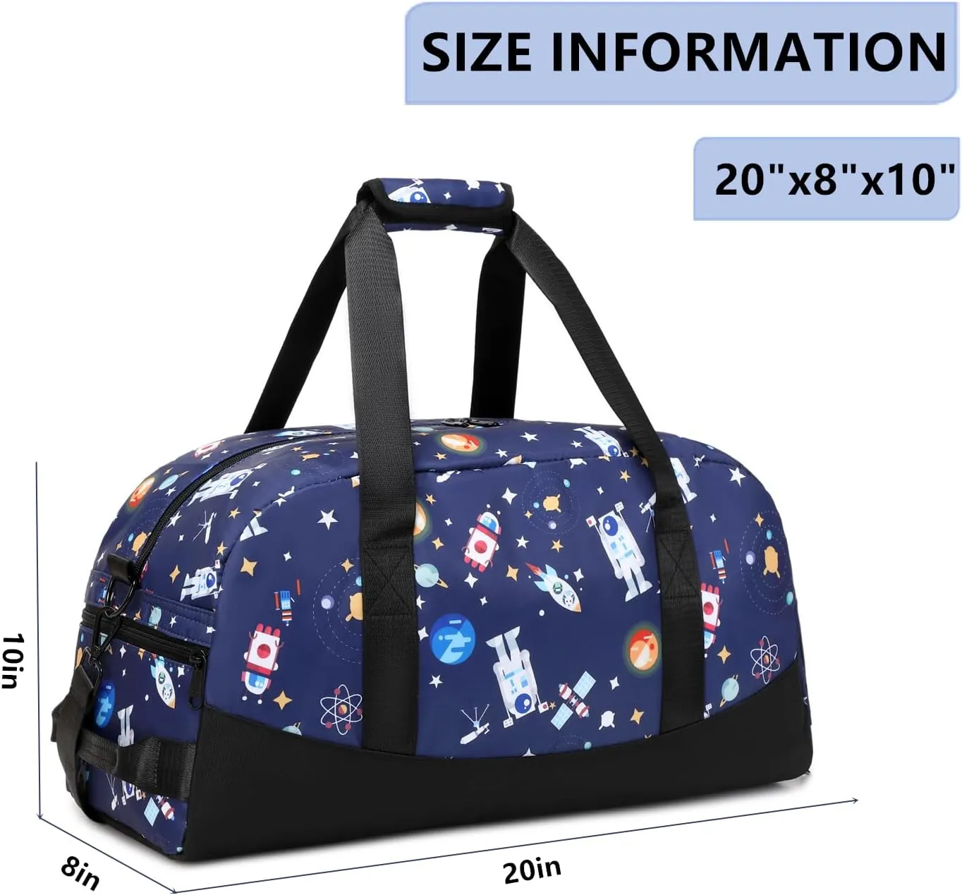 Lmwzh Kids Duffle Bag For Boys Perfect For Early Elementary Overnight Travel Bag With Shoes Compartment Dry And Wet Pocket Carry On Weekender Bag (Space)