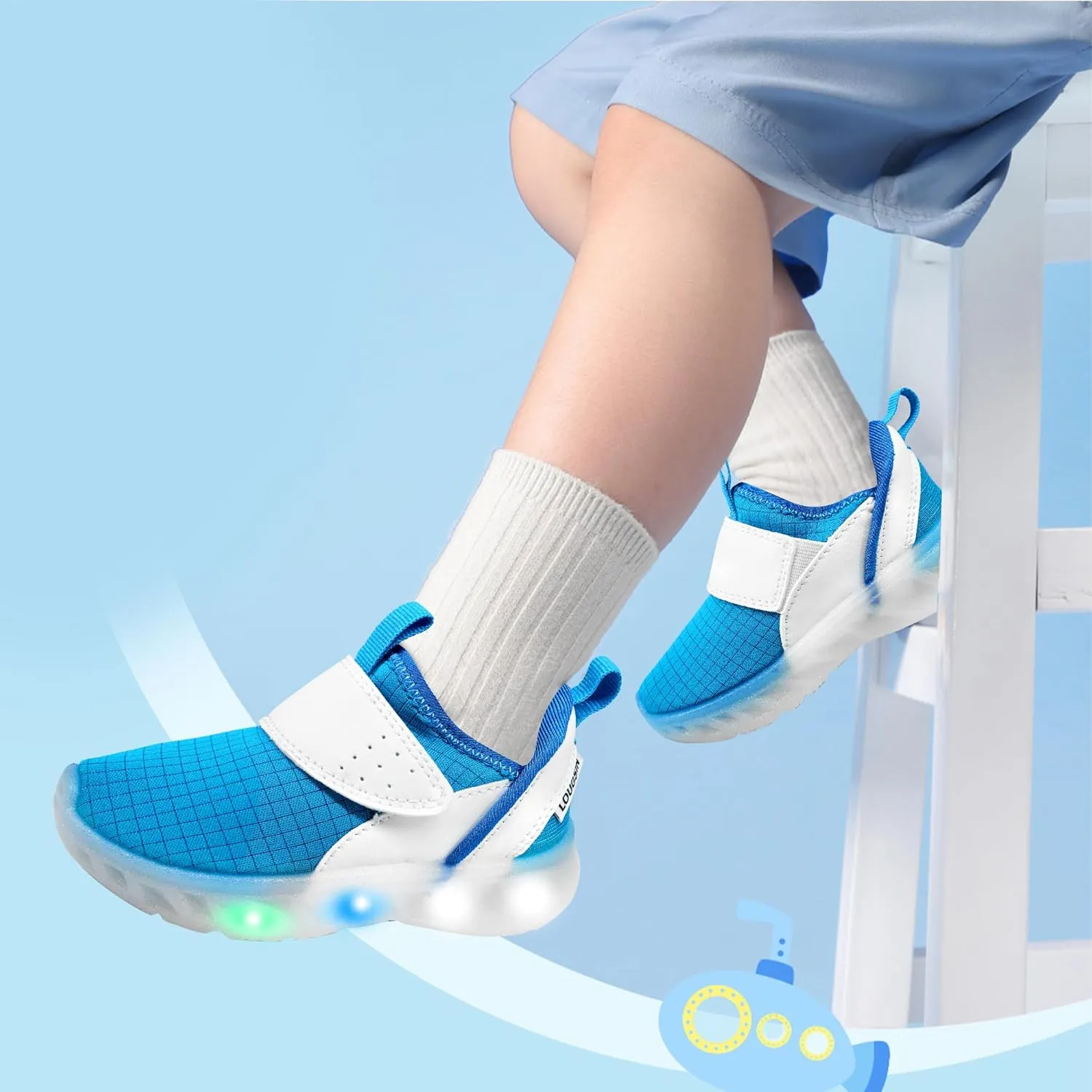 LOUGSIN Boys Girls Light Up Shoes Lightweight Breathable Comfort Tennis Zyteo Walking Running Sneakers for Toddler Little Kids