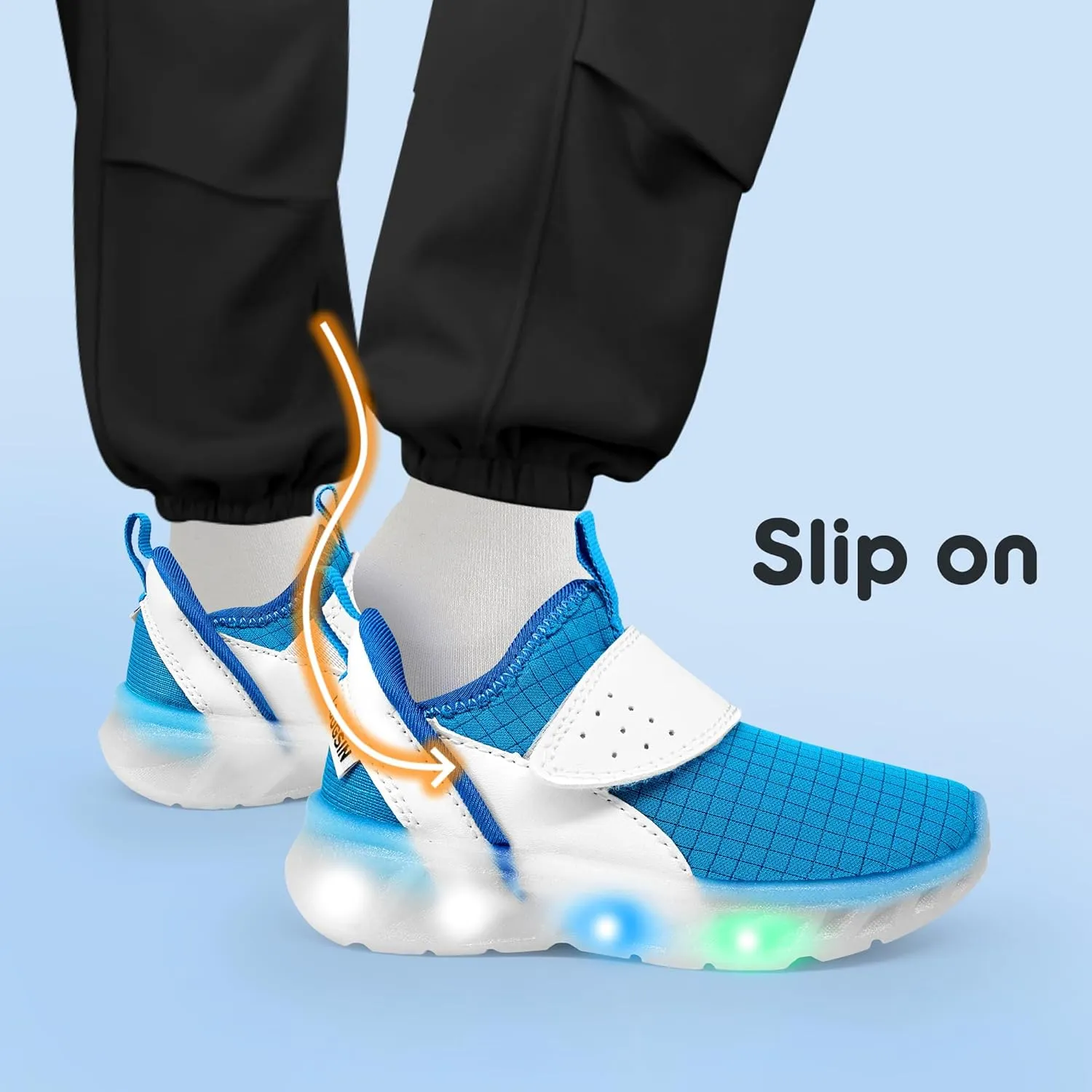 LOUGSIN Boys Girls Light Up Shoes Lightweight Breathable Comfort Tennis Zyteo Walking Running Sneakers for Toddler Little Kids