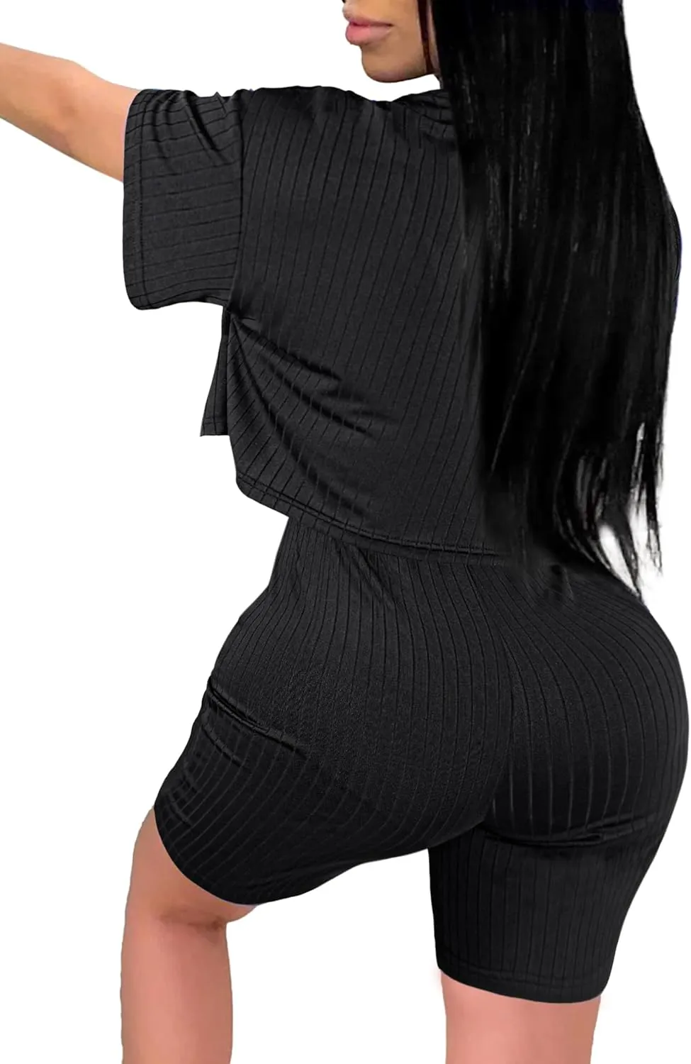 LovelyWholesale Short Sets for Women 2 Piece Summer Sets Cap Sleeve Crop Tops and Shorts Tracksuits Sets