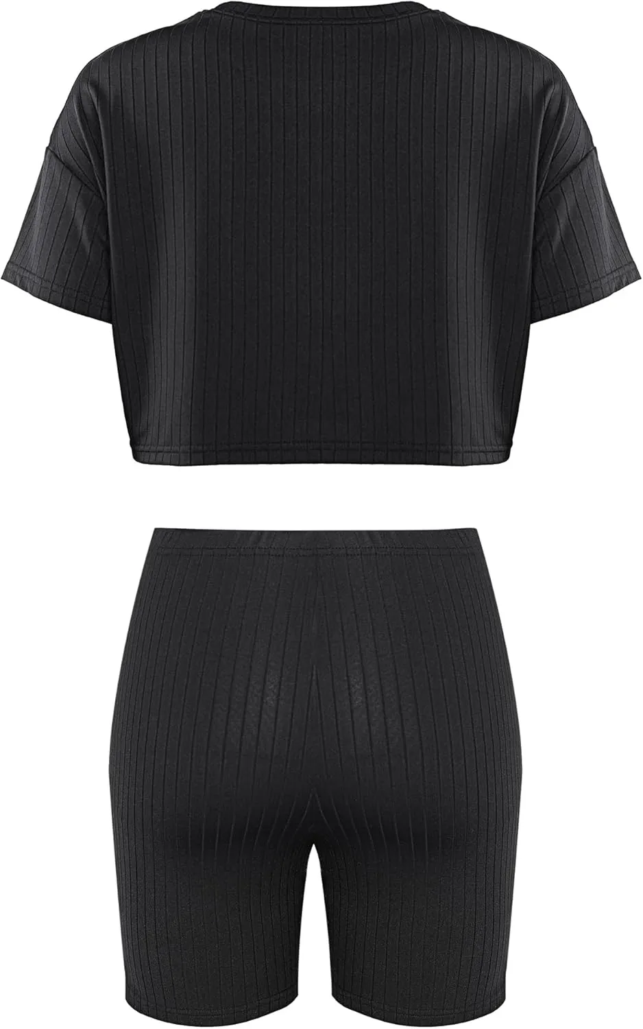 LovelyWholesale Short Sets for Women 2 Piece Summer Sets Cap Sleeve Crop Tops and Shorts Tracksuits Sets