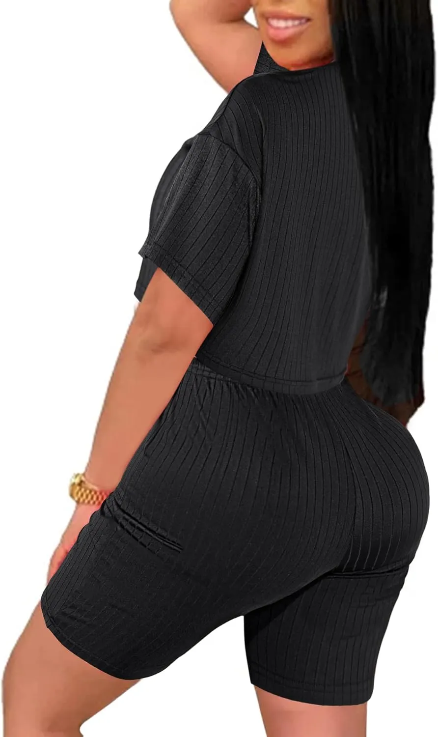 LovelyWholesale Short Sets for Women 2 Piece Summer Sets Cap Sleeve Crop Tops and Shorts Tracksuits Sets