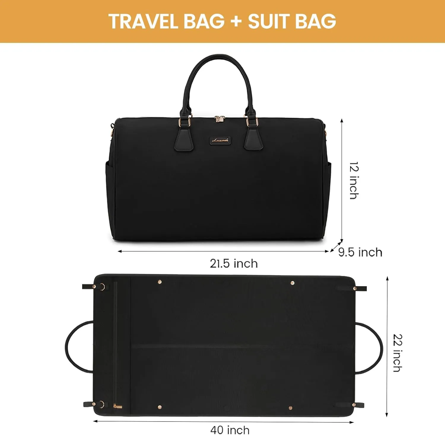 LOVEVOOK Garment Bags for Travel,3 in 1 Carry on Garment Duffle Bags for Travel with Shoe Pouch,Hanging Suitcase Suit Dress
