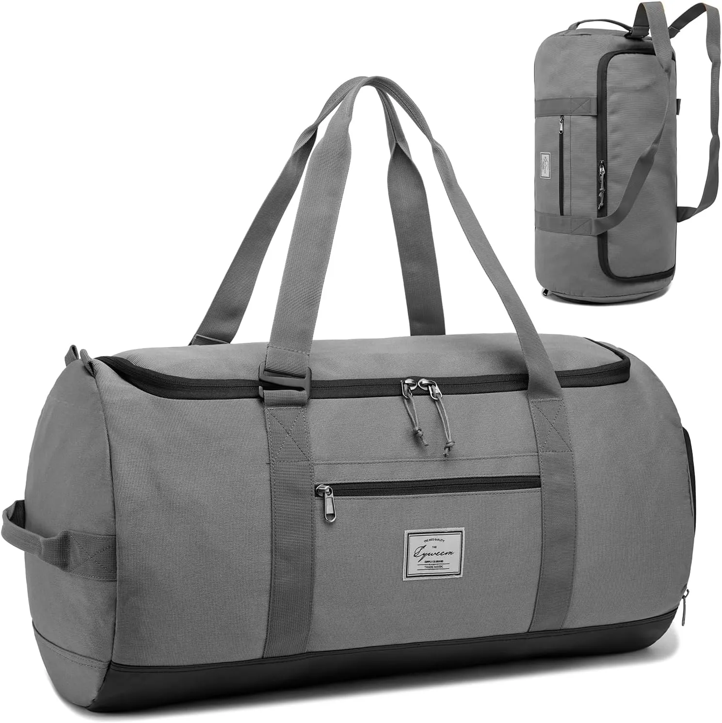 Lyweem Travel Duffle Bag for Men 60L Sports Duffel Bag Large Size Weekender Overnight Bag for Women Multifunctional Unisex Gym Bags with Shoes Compartment, Gray, 60L, Travel Duffle, Sports Duffel, Gym