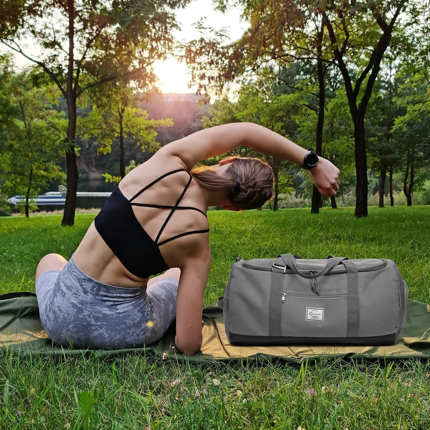 Lyweem Travel Duffle Bag for Men 60L Sports Duffel Bag Large Size Weekender Overnight Bag for Women Multifunctional Unisex Gym Bags with Shoes Compartment, Gray, 60L, Travel Duffle, Sports Duffel, Gym