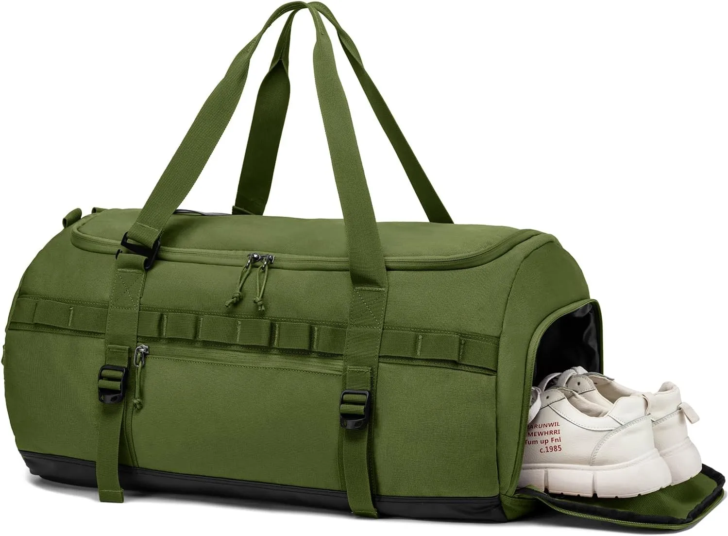 Lyweem Travel Duffle Bag for Men 60L Sports Duffel Bag Large Size Weekender Overnight Bag for Women Multifunctional Unisex Gym Bags with Shoes Compartment, Tactical-Green, 60L-molle