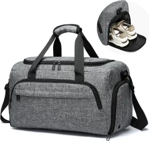 Lyweem Travel Duffle Bag with Shoes Compartment & Wet Pocket Large Traveling Duffel Weekender Backpack for Men Sports Gym Bag Lightweight Overnight Bags for Women, 1 Grey, 40L Duffle Bag, Travel, Gym,