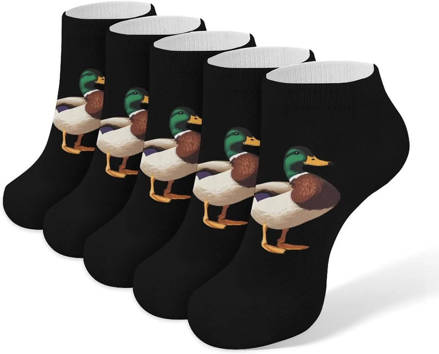 Mallard Duck 5 Pairs Low Cut Ankle Socks for Men Women Athletic Running Socks No Show Breathable