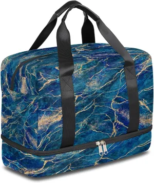 Marble Print Sports Gym Bag with Shoes Compartment, Travel Duffel Bag for Men Women Boys Girls Teens Overnight Weekend Yoga Workout Bag Training Handbag