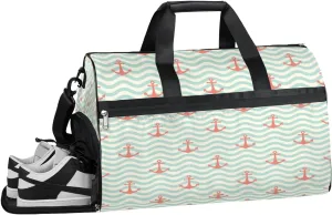 Marine Anchor Sports Gym Bag with Wet Pocket & Shoes Compartment Waterproof Workout Duffel Bag for Women and Men Weekender Overnight Duffle Bag Travel Carry-on Tote