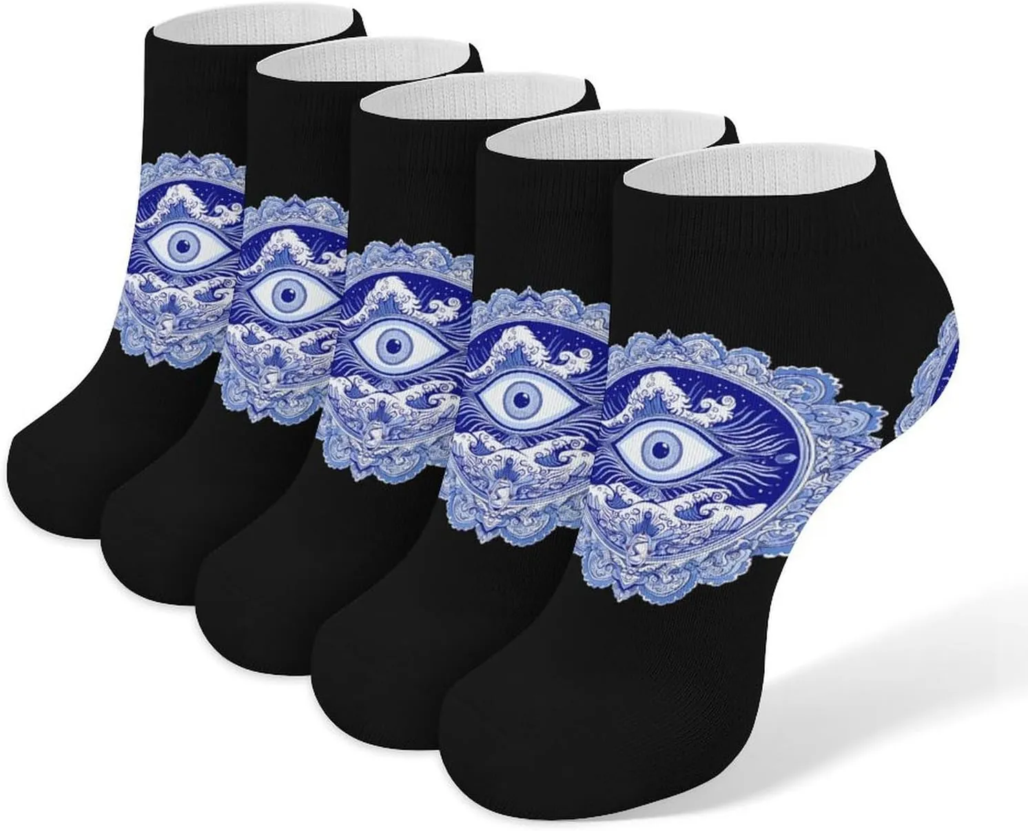 Matiasma Evil Eye 5 Pairs Low Cut Ankle Socks for Men Women Athletic Running Socks No Show Breathable