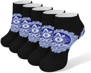 Matiasma Evil Eye 5 Pairs Low Cut Ankle Socks for Men Women Athletic Running Socks No Show Breathable