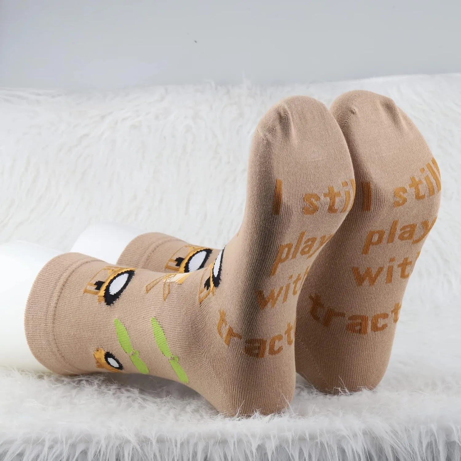 MBMSO 2 Pairs Farming Socks I Still Play with Tractors Socks Funny Farmer Gift Farm Owner Gifts Tractor Lover Gift Socks