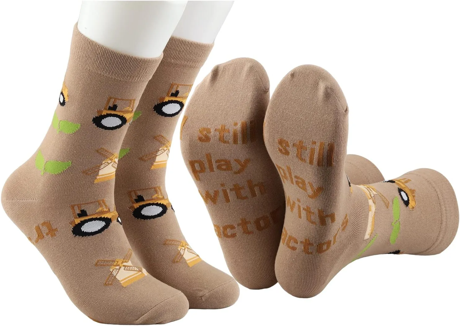 MBMSO 2 Pairs Farming Socks I Still Play with Tractors Socks Funny Farmer Gift Farm Owner Gifts Tractor Lover Gift Socks
