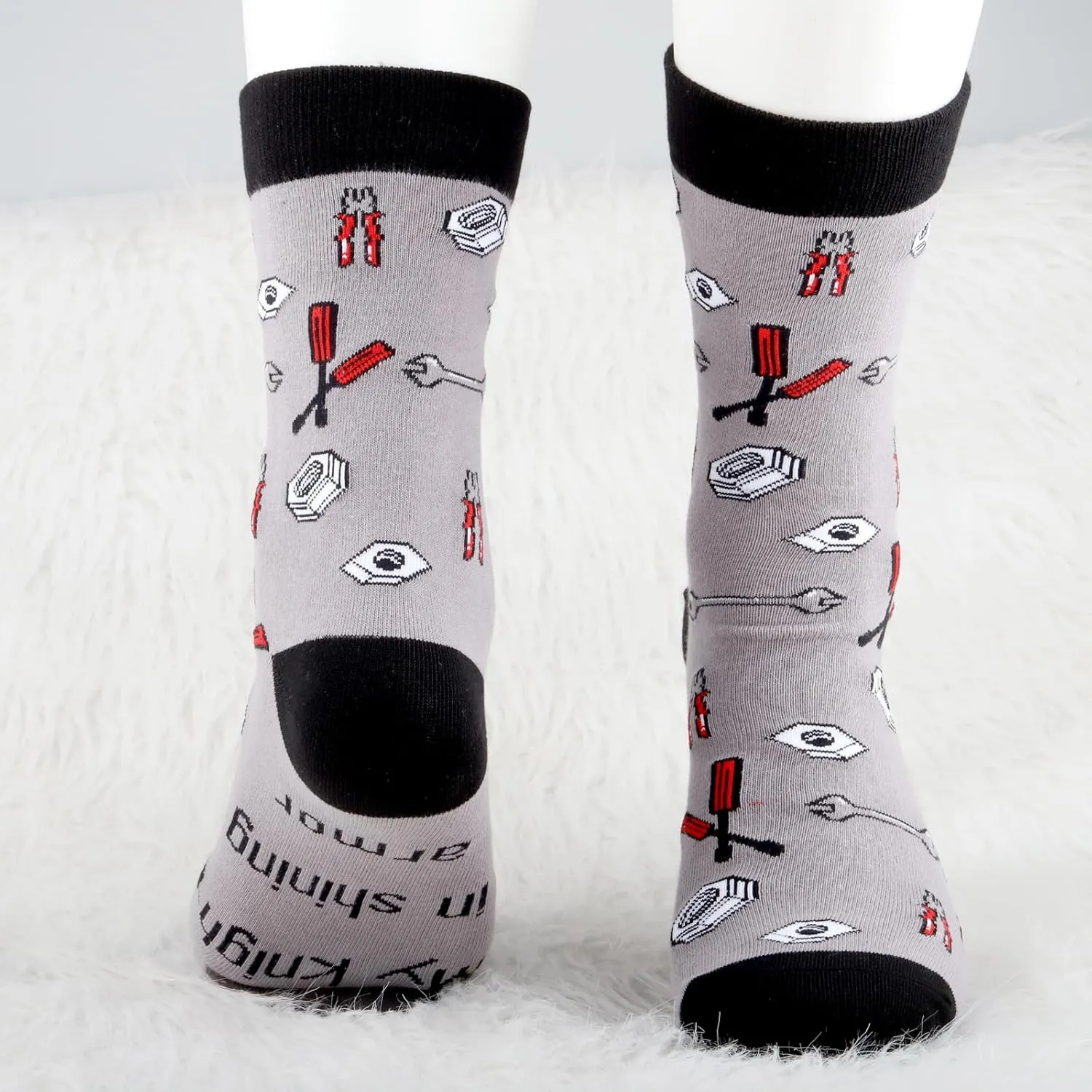 MBMSO 2 Pairs Mechanic Socks Auto Mechanics Gifts for Men Car Enthusiast My Knight in Shining Armor Mechanical Engineer Socks