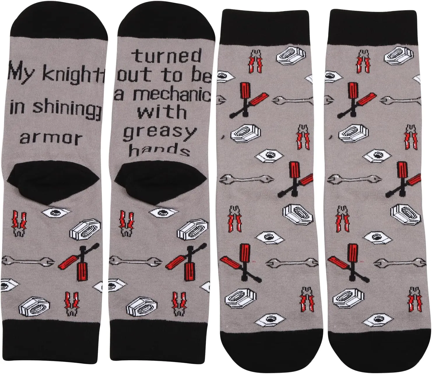 MBMSO 2 Pairs Mechanic Socks Auto Mechanics Gifts for Men Car Enthusiast My Knight in Shining Armor Mechanical Engineer Socks