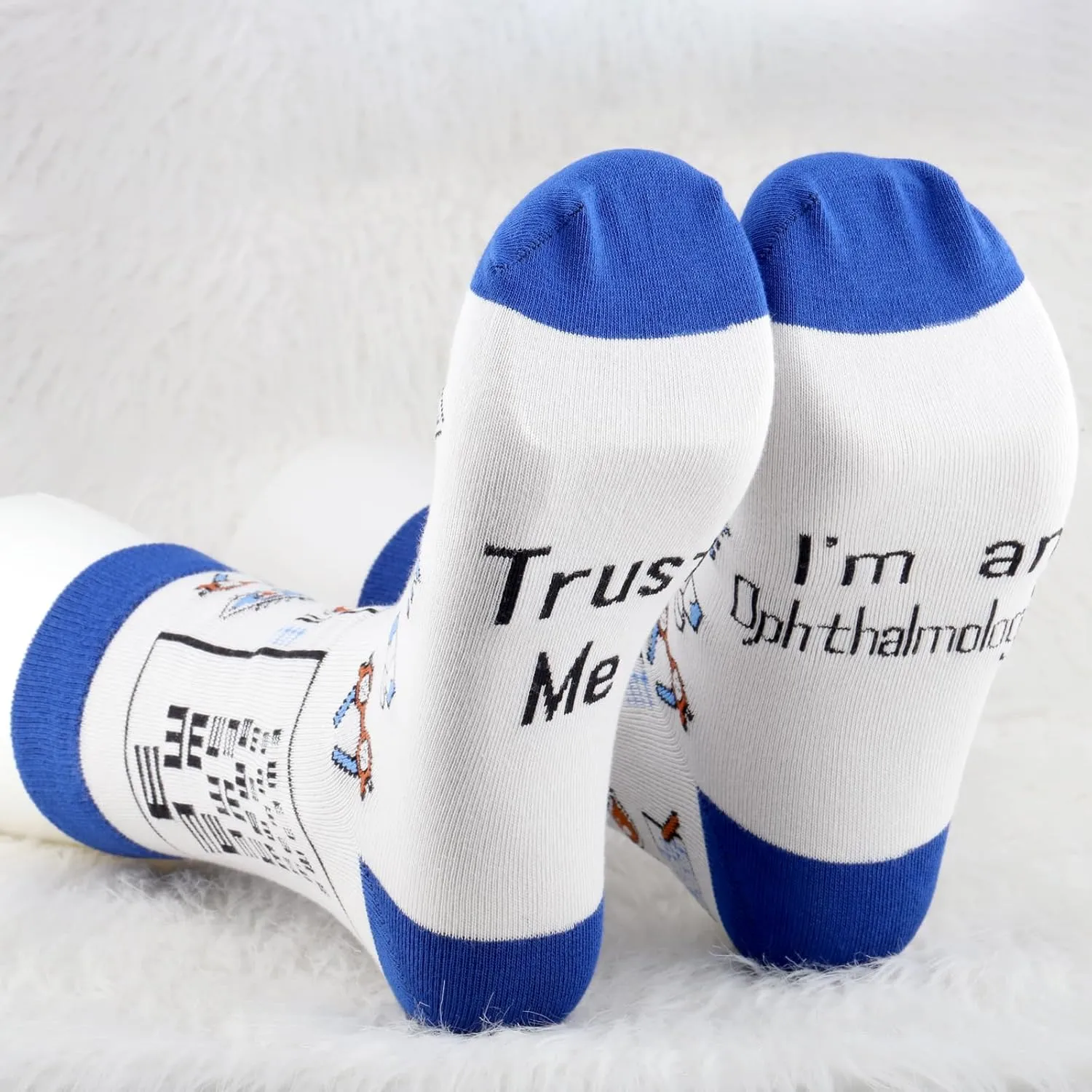 MBMSO Funny Ophthalmologist Socks - 2 Pairs 'Trust Me I'm an Ophthalmologist' Eye Doctor & Ophthalmic Assistant Gifts