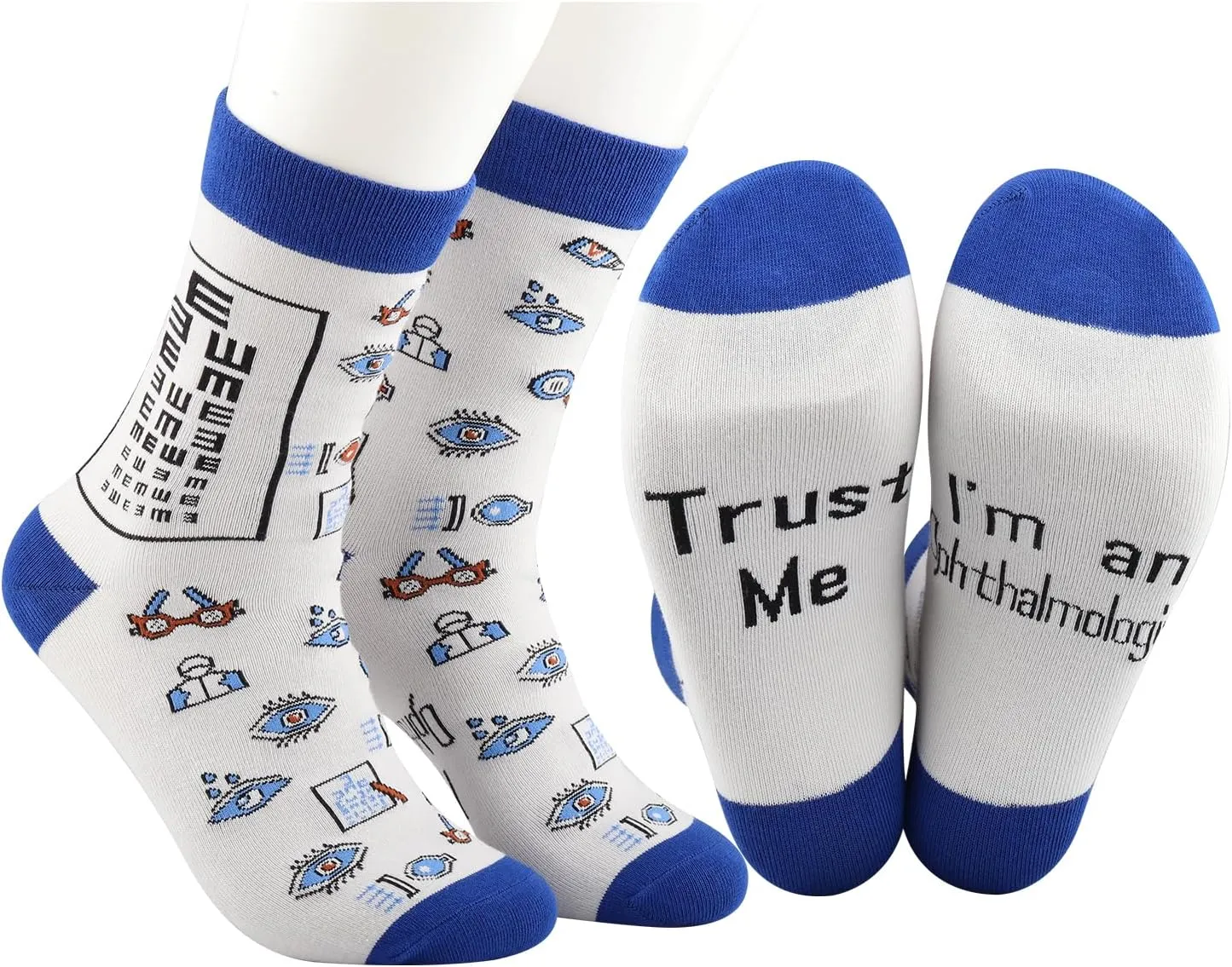 MBMSO Funny Ophthalmologist Socks - 2 Pairs 'Trust Me I'm an Ophthalmologist' Eye Doctor & Ophthalmic Assistant Gifts
