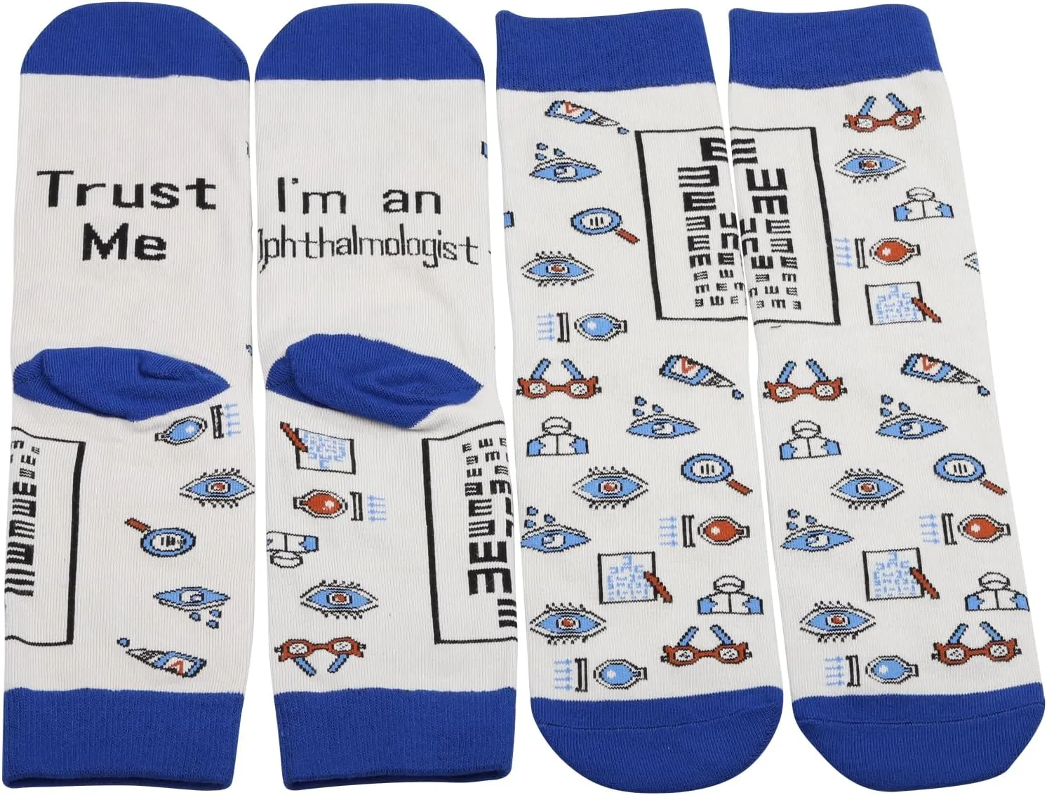 MBMSO Funny Ophthalmologist Socks - 2 Pairs 'Trust Me I'm an Ophthalmologist' Eye Doctor & Ophthalmic Assistant Gifts