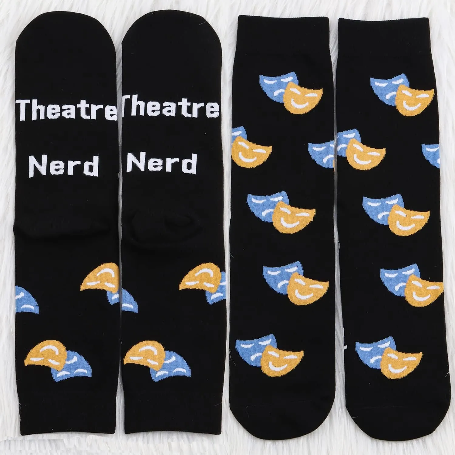 MBMSO Theatre Nerd Gifts: 2 Pairs Drama Masks Socks - Funny Gifts for Drama Lover, Teacher, Thespian