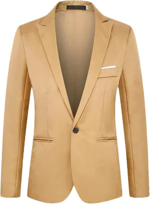 Men's Suit Jacket One Button Slim Fit Sport Coat Business Daily Blazer