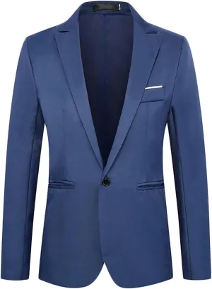 Men's Suit Jacket One Button Slim Fit Sport Coat Business Daily Blazer