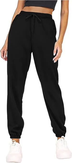 MESLIMA Women's Solid Color Sweatpants Drawstring Jogger Pants Cinch Bottom Casual Elastic Waist Workout Trousers