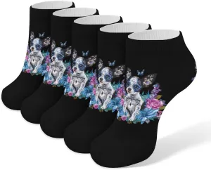 Mexico Dia De Los Chihuahua Puppy 5 Pairs Low Cut Ankle Socks for Men Women Athletic Running Socks No Show Breathable