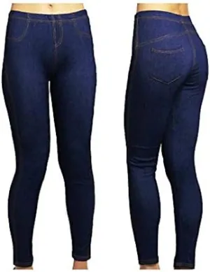 MISS BOHO CHIC Women's Stretchy Denim Look Skinny Jeggings Ladies Leggings Plus Sizes