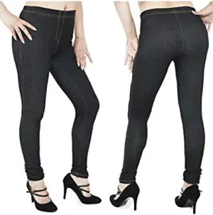 MISS BOHO CHIC Women's Stretchy Denim Look Skinny Jeggings Ladies Leggings Plus Sizes