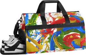 Multicolor Gym Duffle Bag for Men, Airbrush Graffiti Waterproof Sports duffle bag for travel Weekender Bags for Women Overnight Bag with Shoes Compartment